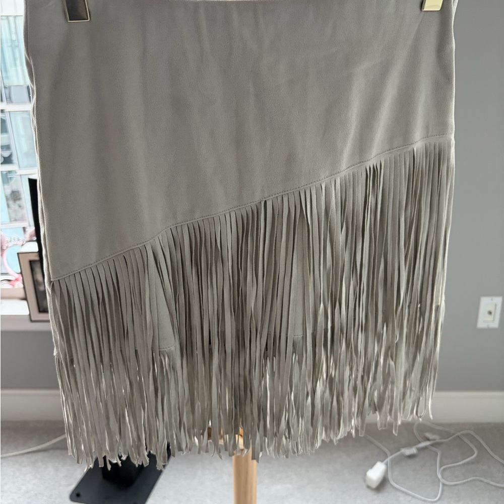 Zara Gray Fringe Mini Skirt